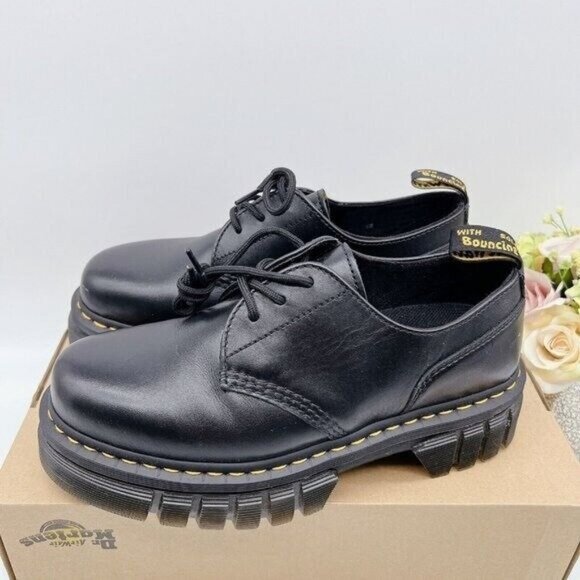 Dr. Martens Audrick 3-Eye Womens Platform Lace Up Shoe Black Nappa Lux US 10 - Picture 2 of 10